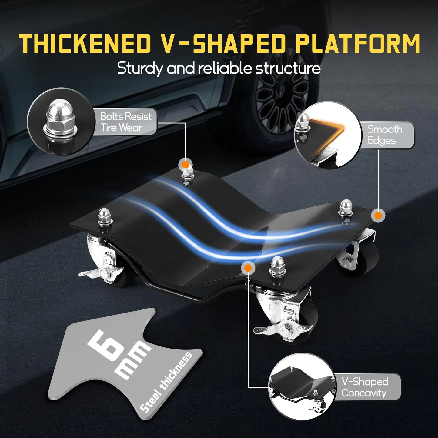 Studyset Car Dolly Set 2500 Lbs Capacity Wheel Dollies