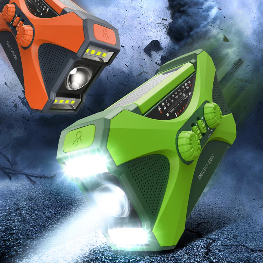 Portable 10000mAh Emergency Radio Solar Hand Crank LED Flashlight SOS Alarm - Safety First Gear 25