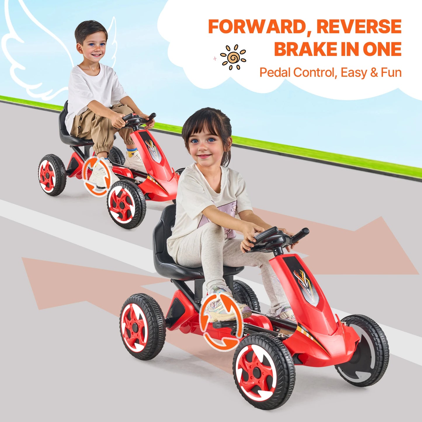 SucceBuy Kids Pedal Go Kart Four Wheel Off Road Racer