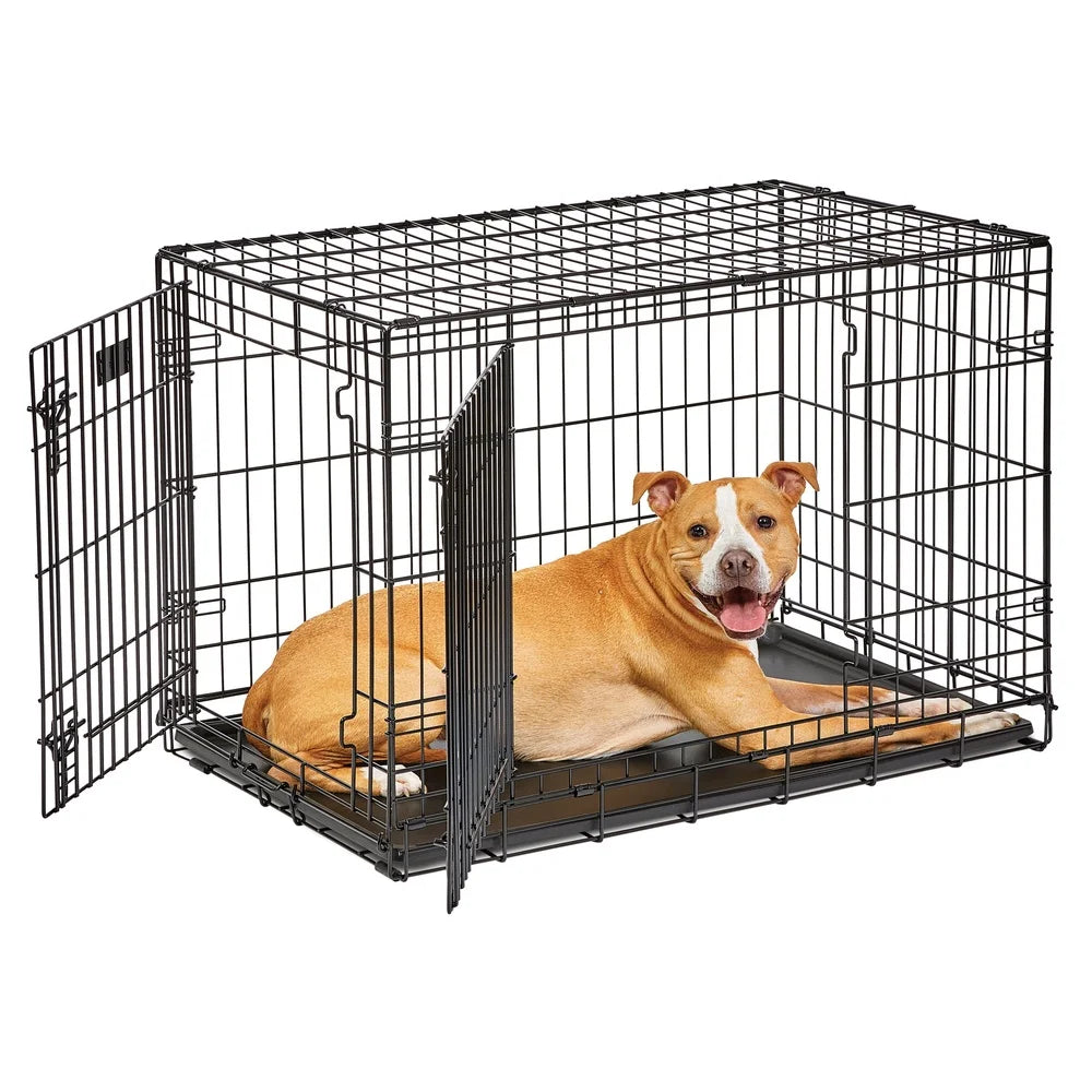 Heavy-Duty Double Door Folding Dog Crate with Divider Panel - Safety First Gear 25