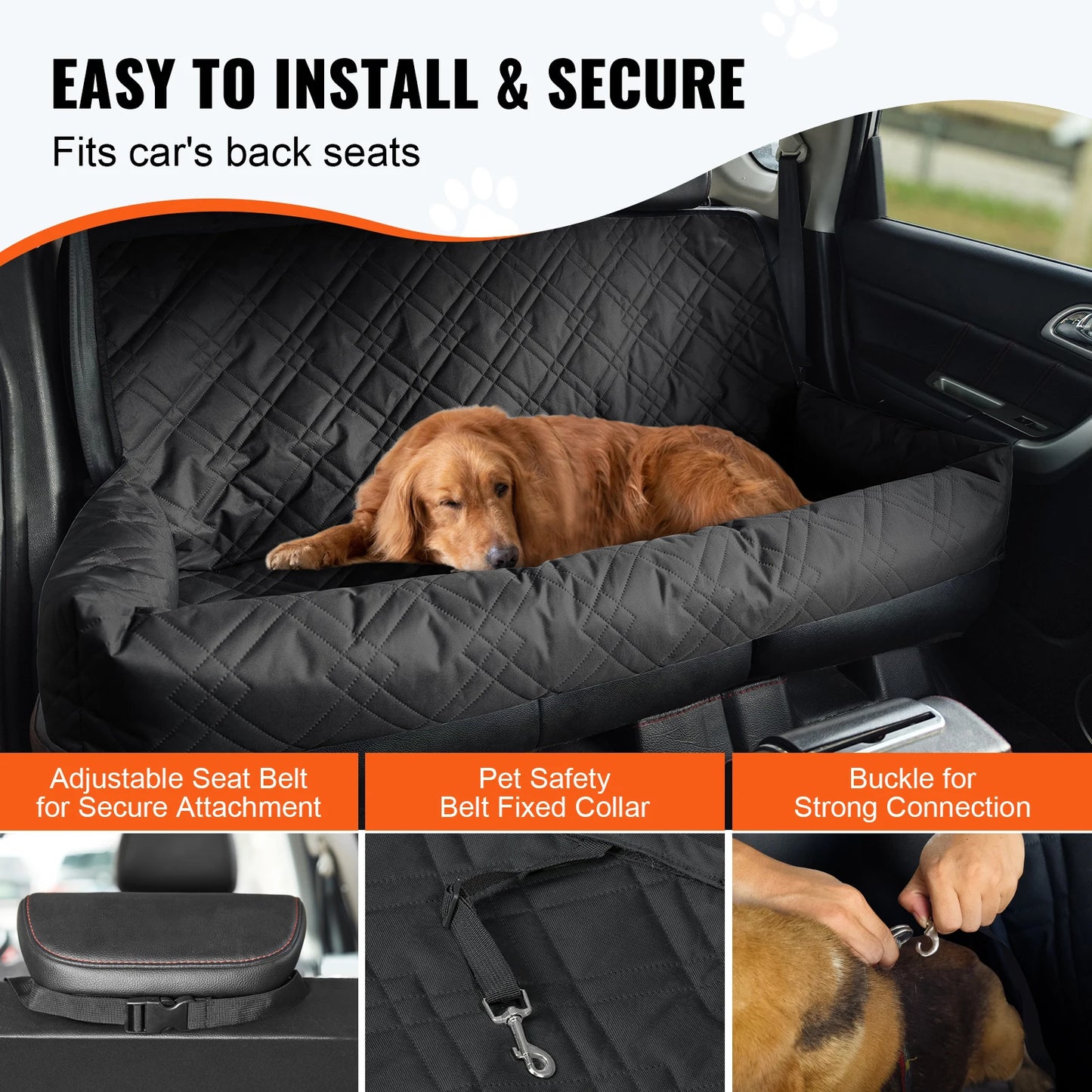 SucceBuy Waterproof Dog Car Seat Booster With Clip-On Leash