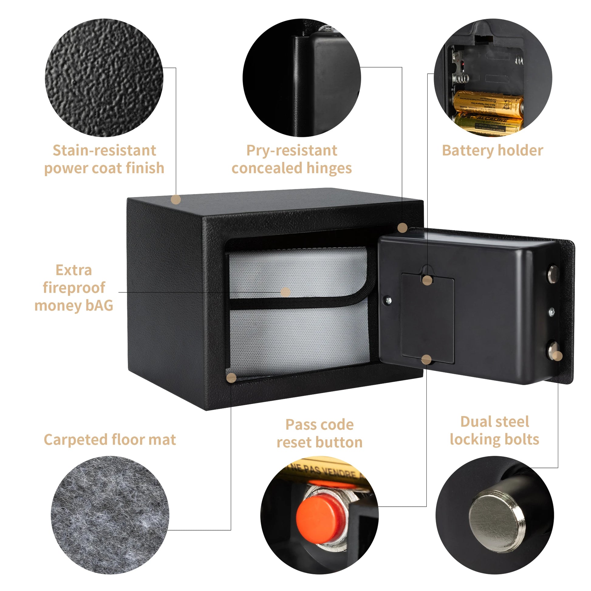 Digital Safe Box with Fireproof Money Bag for Home Security - Safety First Gear 25
