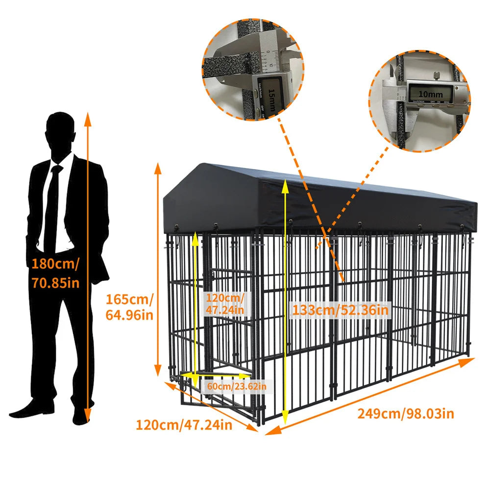 Heavy Duty Dog Kennel with Roof Cover for Secure Playtime - Safety First Gear 25