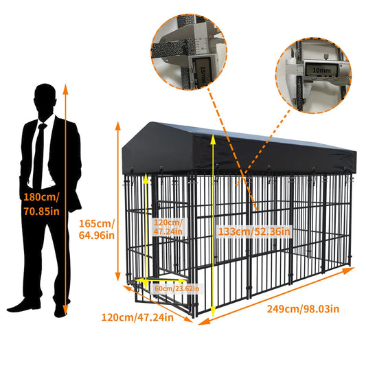 Heavy Duty Dog Kennel with Roof Cover for Secure Playtime - Safety First Gear 25
