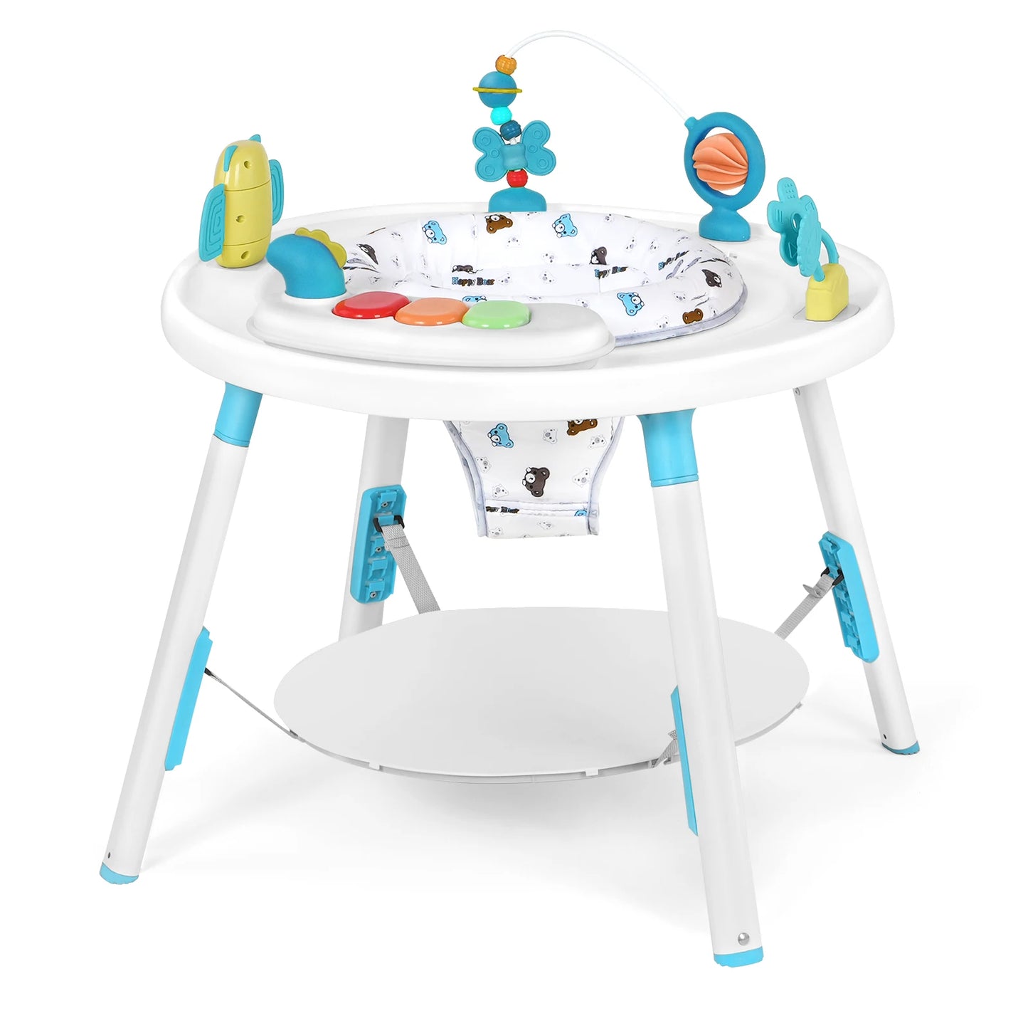 Multi-Functional Baby Play Center – 3-in-1 Activity Center with Removable Toys, 360° Seat & Adjustable Height (Blue/Pink/Green)