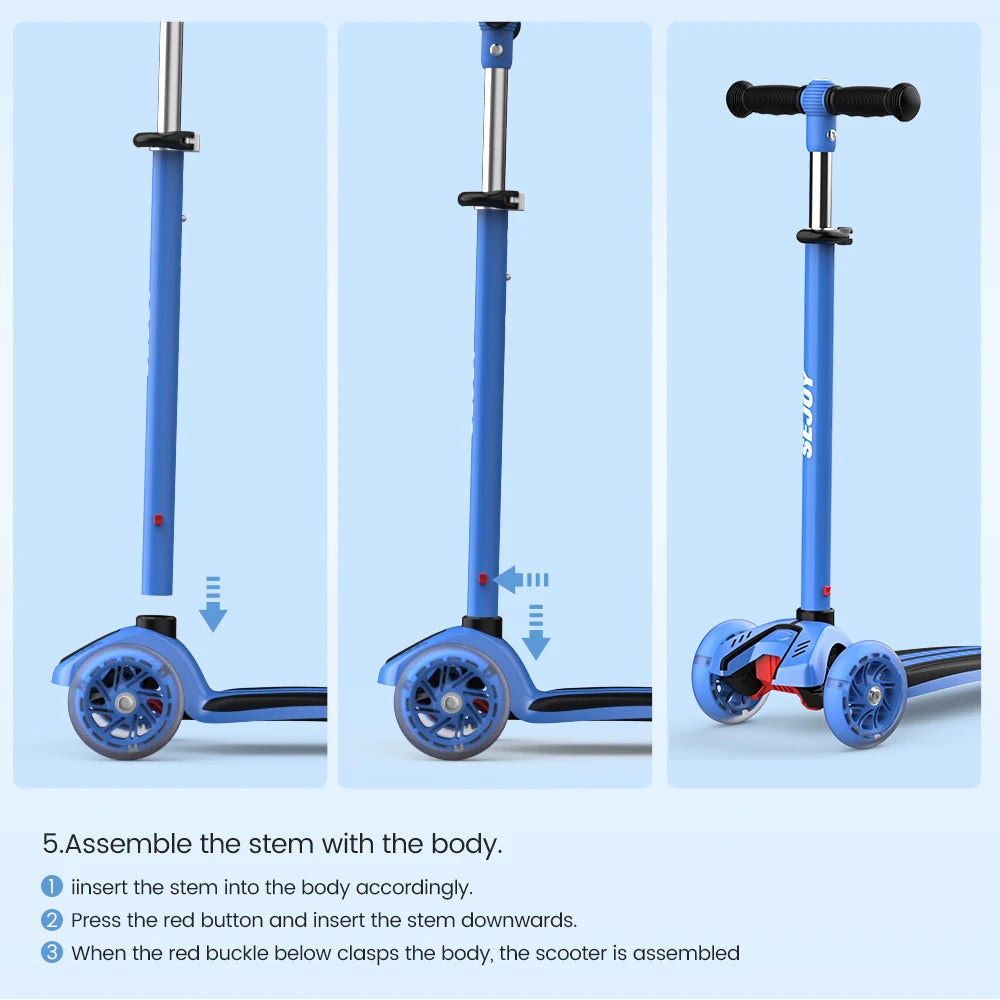 Sejoy Baby Scooter With LED Wheels Three Wheel Foldable - Safety First Gear 25