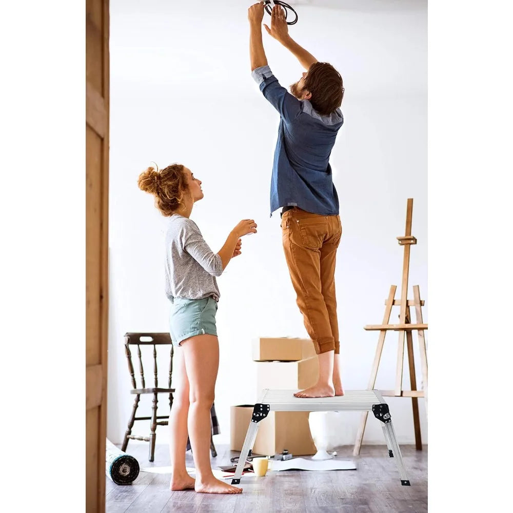 Heavy Duty Foldable Aluminum Step Ladder 330 Lb Capacity