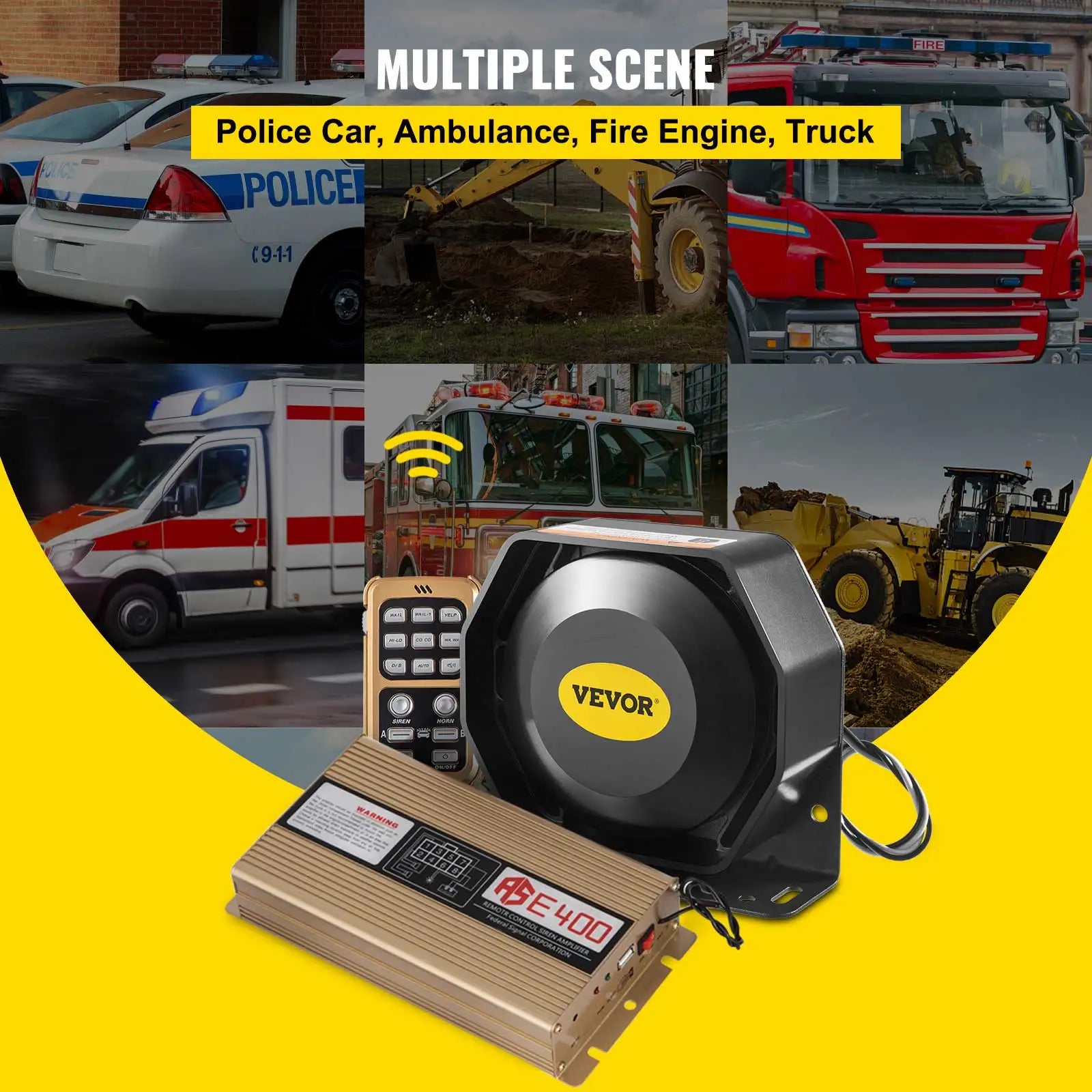 VEVOR 200W Vehicle Emergency Siren System With Remote Mic - Safety First Gear 25