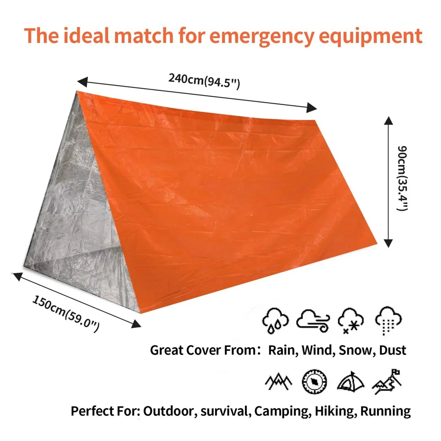 Two Person Outdoor Camping Tent Waterproof Lifesaving Emergency Shelter Kit - Safety First Gear 25