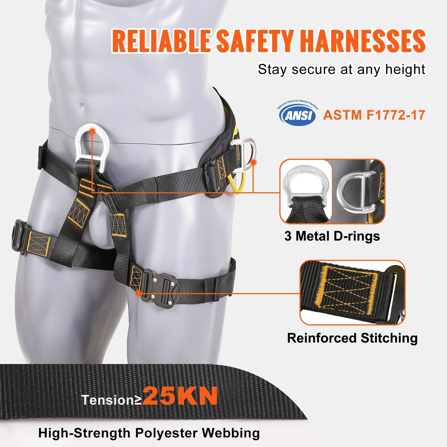 VEVOR Half Body Safety Harness for Tree Climbing and Rescue - Safety First Gear 25