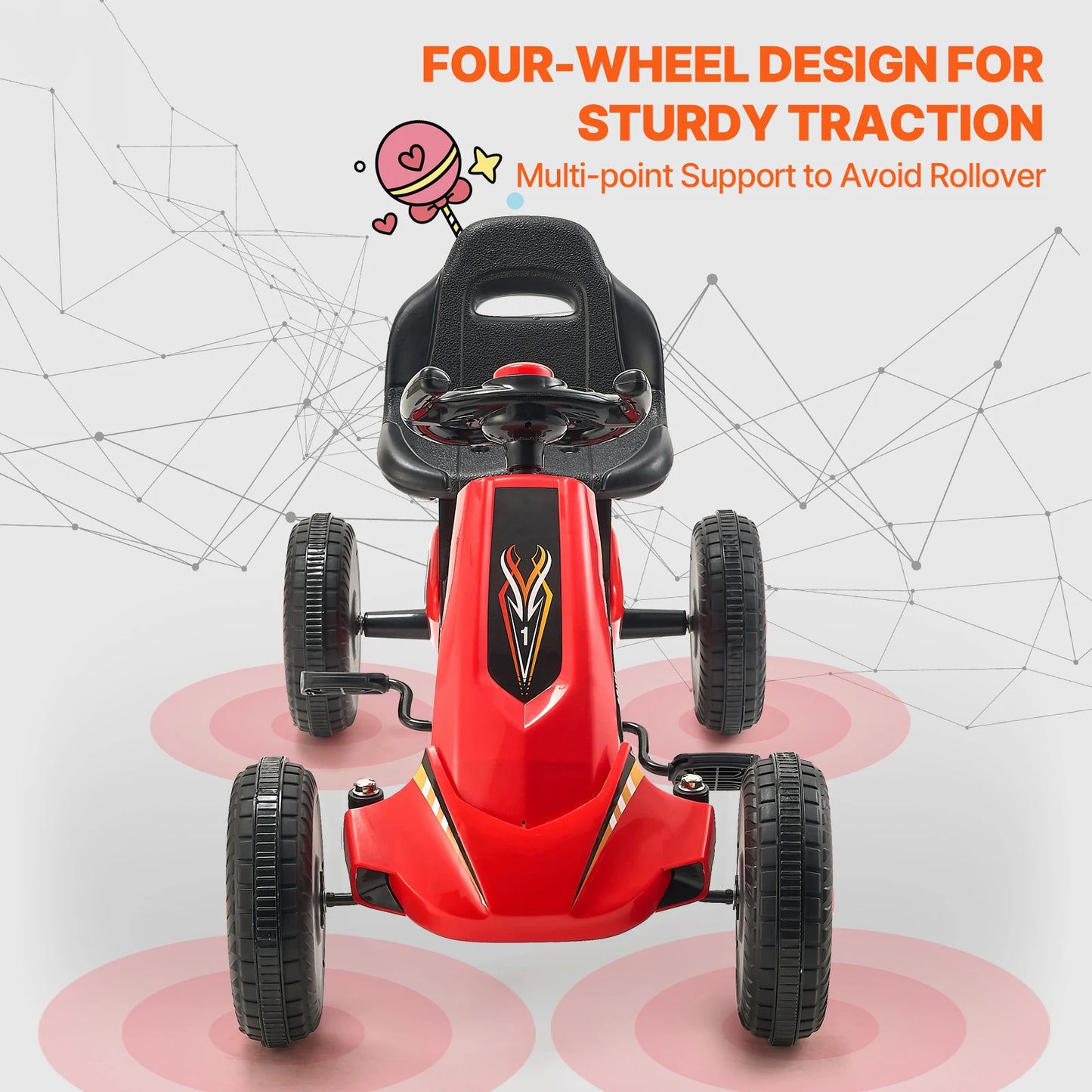 SucceBuy Kids Pedal Go Kart Four Wheel Off Road Racer