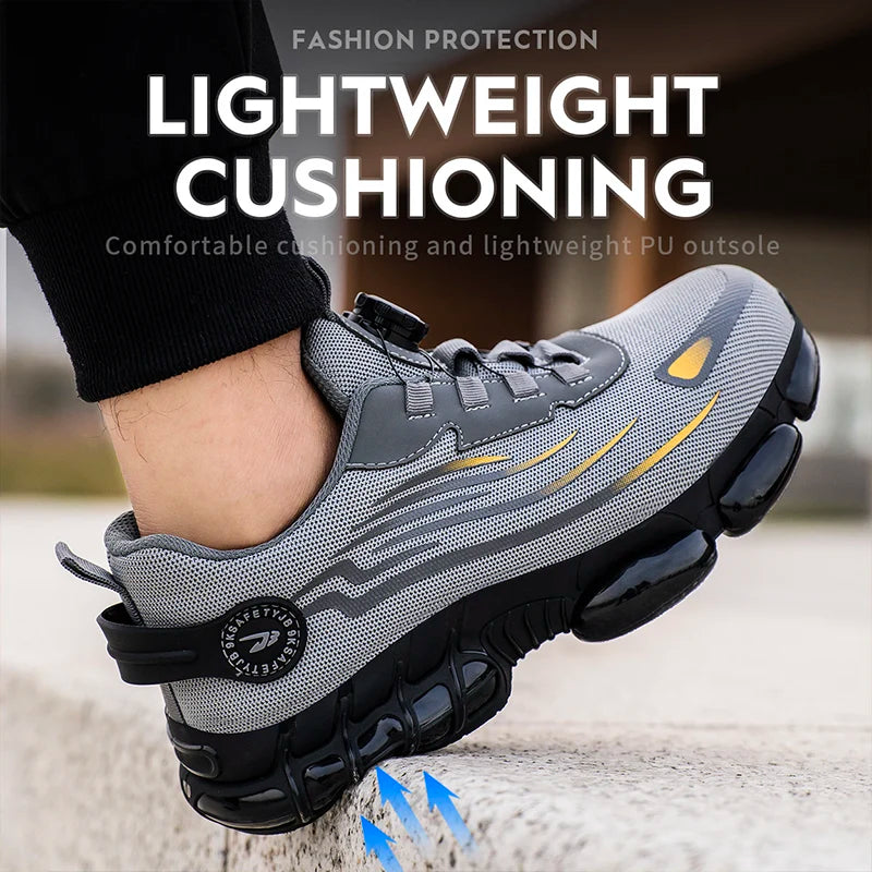 Mens Breathable Lacefree Safety Shoes Anti Puncture Toe Cap - Safety First Gear 25