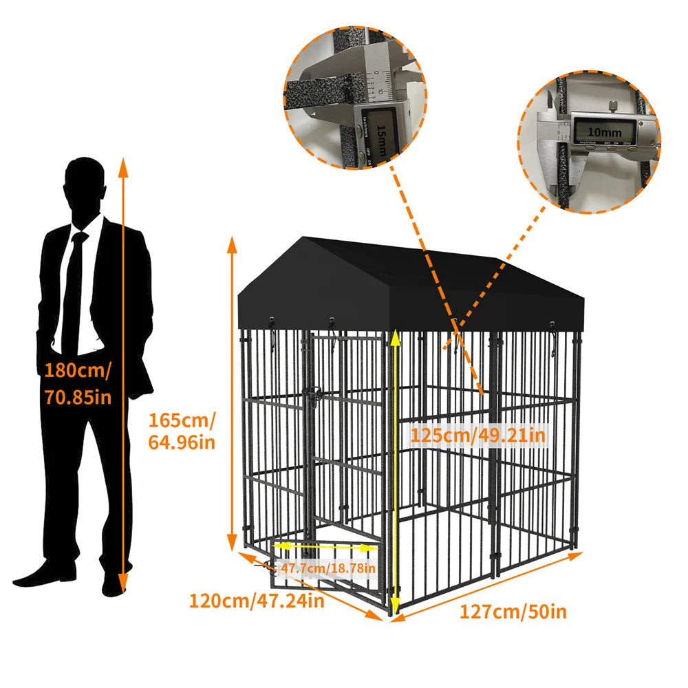 Heavy Duty Dog Kennel with Roof Cover for Secure Playtime - Safety First Gear 25