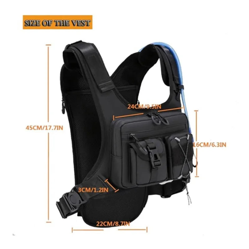 Men's Tactical Chest Bag Hydration Vest for Cycling and Hiking