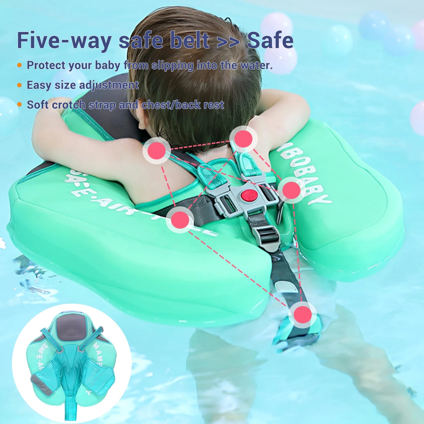 Mambobaby Safe Baby Float with Sunshade Canopy and Strap - Safety First Gear 25