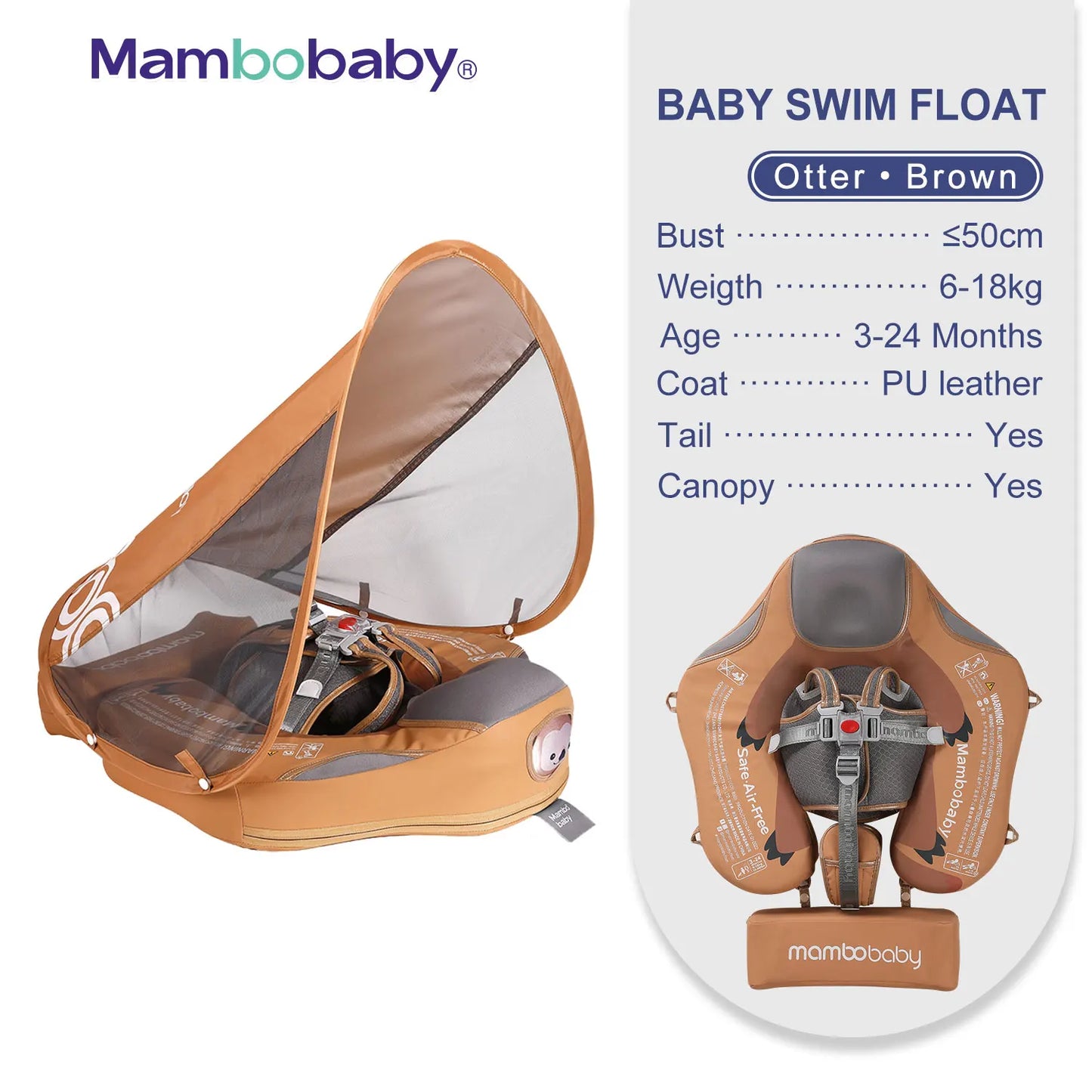Mambobaby Safe Baby Float with Sunshade Canopy and Strap - Safety First Gear 25