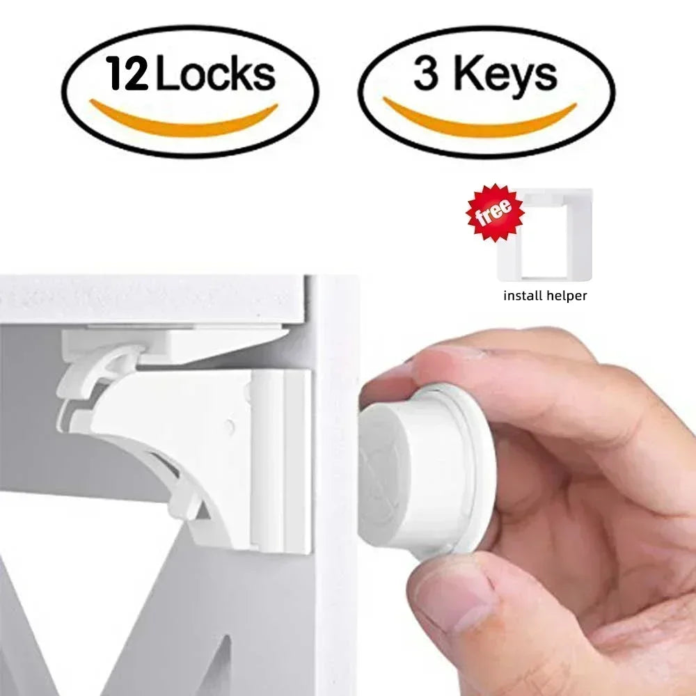 Function Magnetic Child Cabinet Lock for Safe Cabinet Doors and Baby Protection Easy Install - Safety First Gear 25