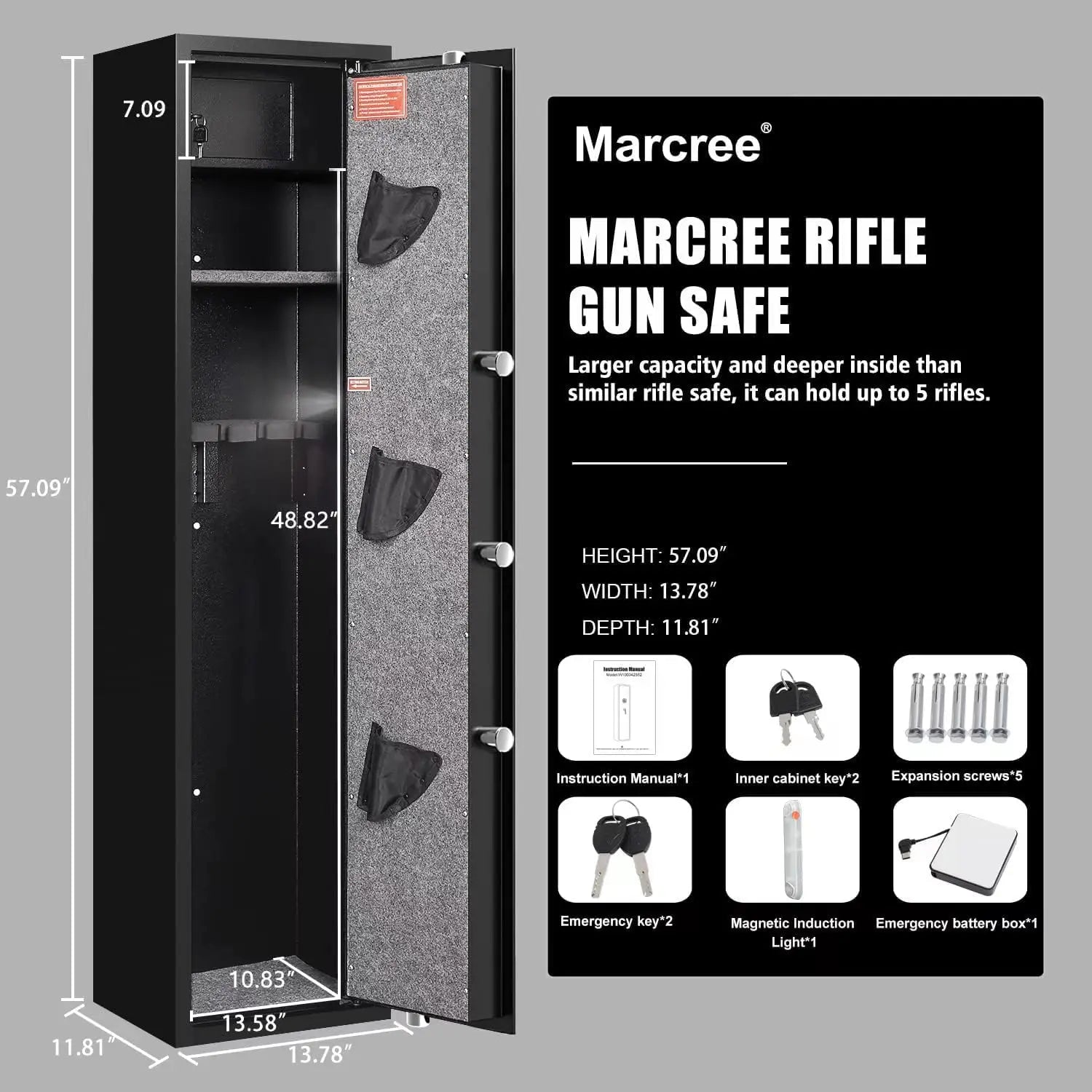 Digital Password Rifle Gun Safe Quick Access 5 Gun Cabinet - Safety First Gear 25