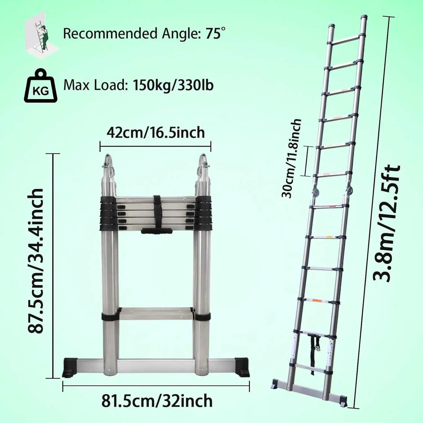 DayPlus Telescoping Stainless Steel Ladder Portable Extendable