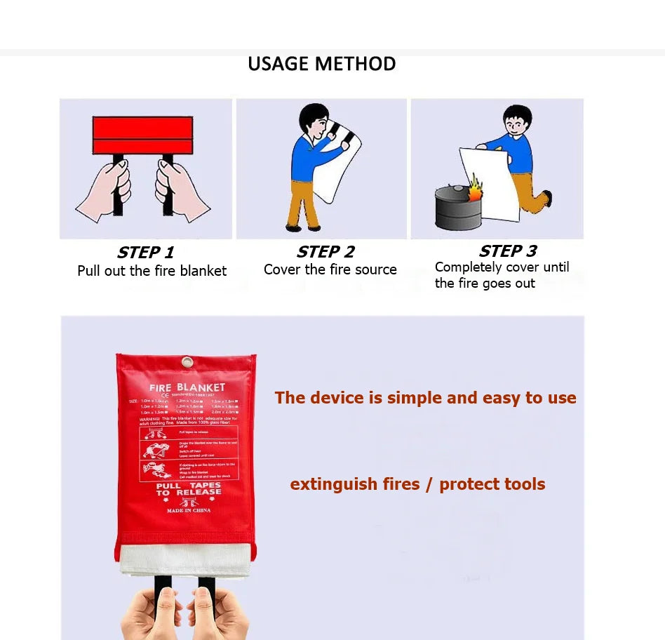 2 Pack Fire Blanket Kitchen Safety And Home Fire Protection - Safety First Gear 25