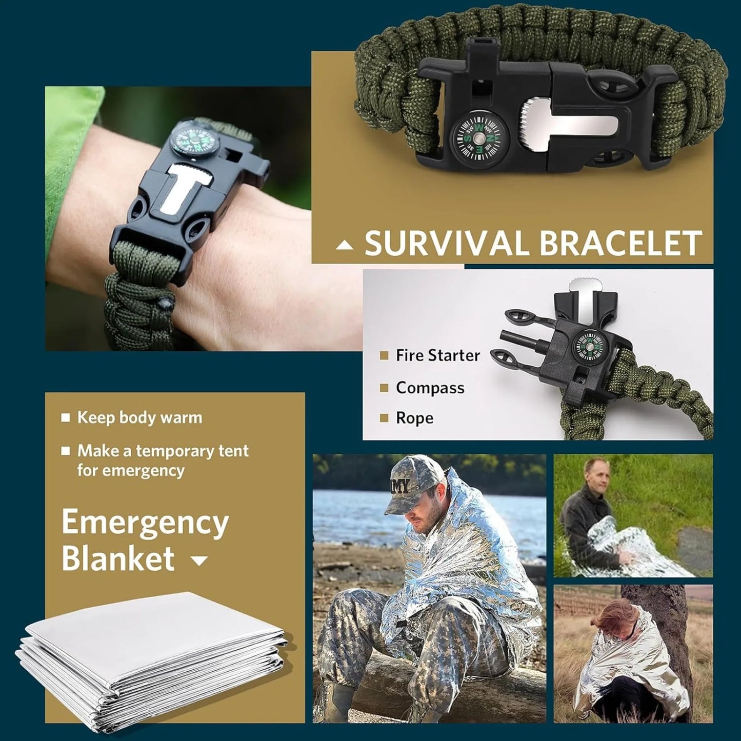 Ultimate 13 in 1 Survival Pack for Outdoor Adventures - Safety First Gear 25