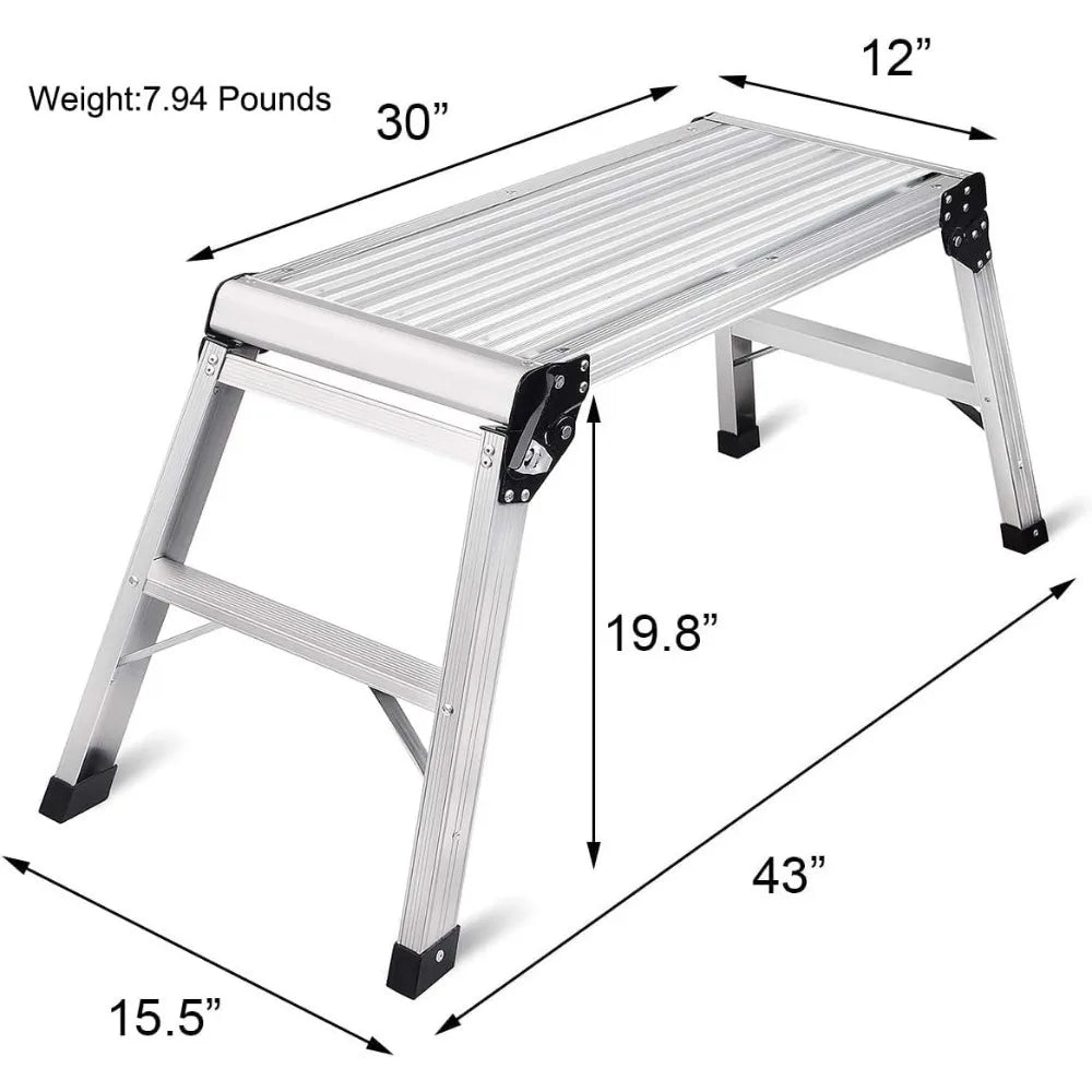 Heavy Duty Foldable Aluminum Step Ladder 330 Lb Capacity