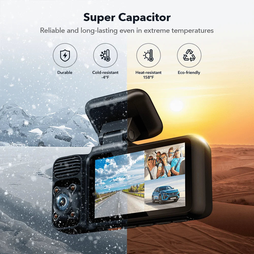 RedTiger 4K Triple Channel Dash Camera with Built-In GPS - Safety First Gear 25