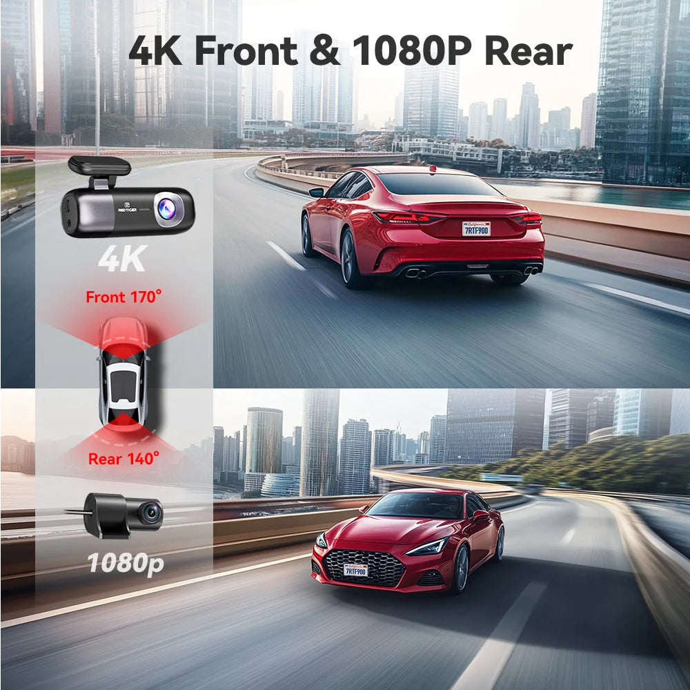 REDTIGER F9 Dash Cam 4K Front Rear GPS Night Vision