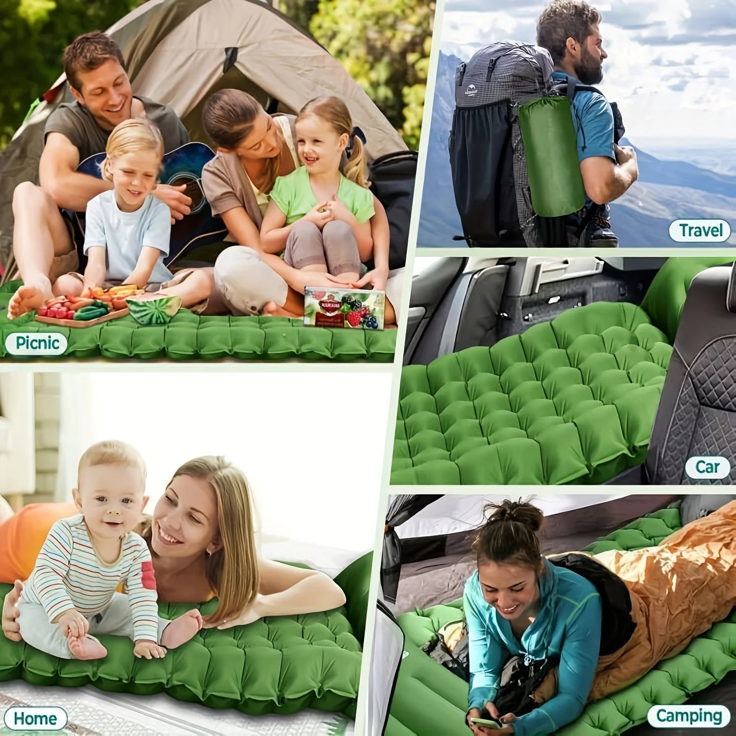 Super Thick Inflatable Sleeping Mat with Built-In Pillow for Camping - Safety First Gear 25