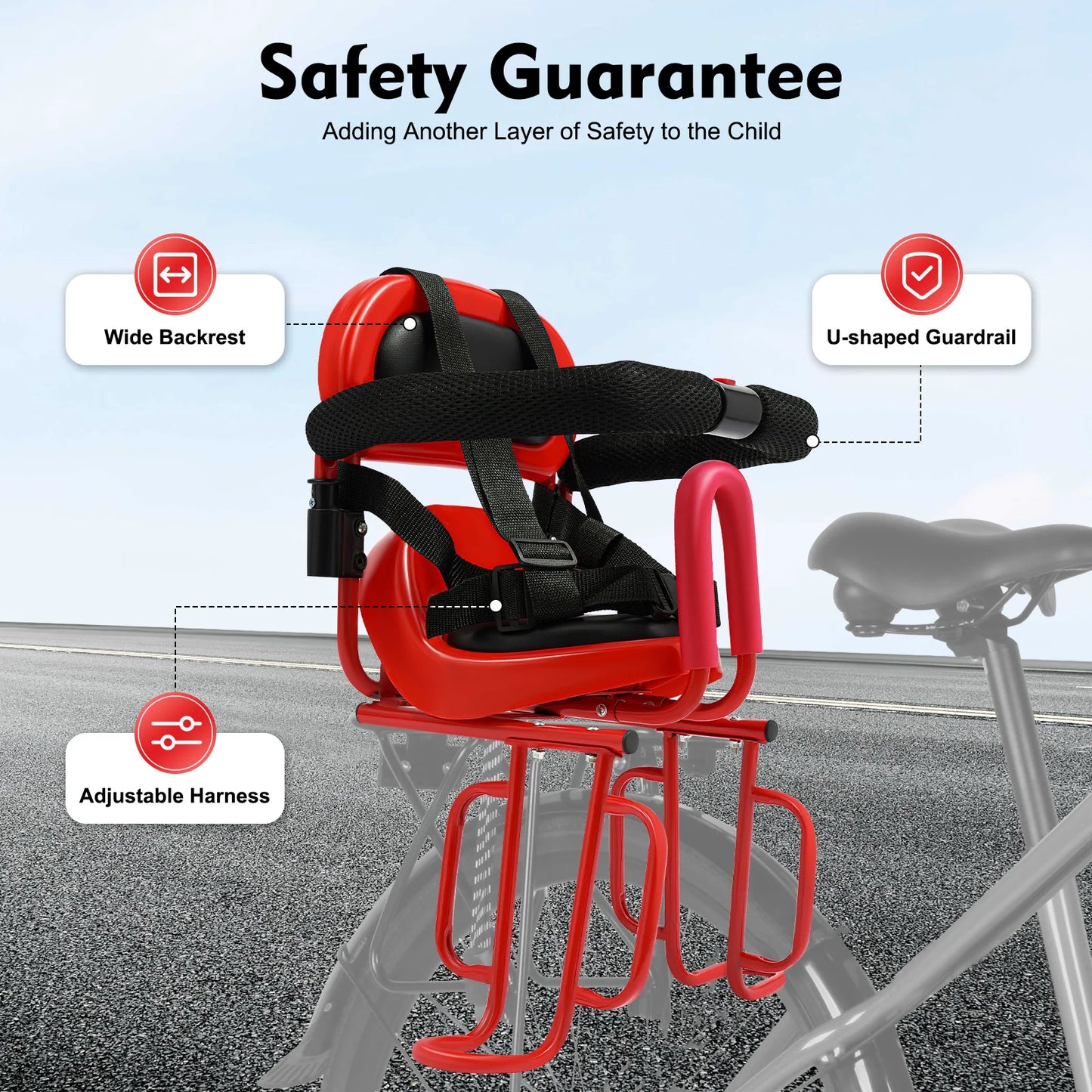 Hign-concerned Child Bike Safety Seat With Foot Pedal - Safety First Gear 25