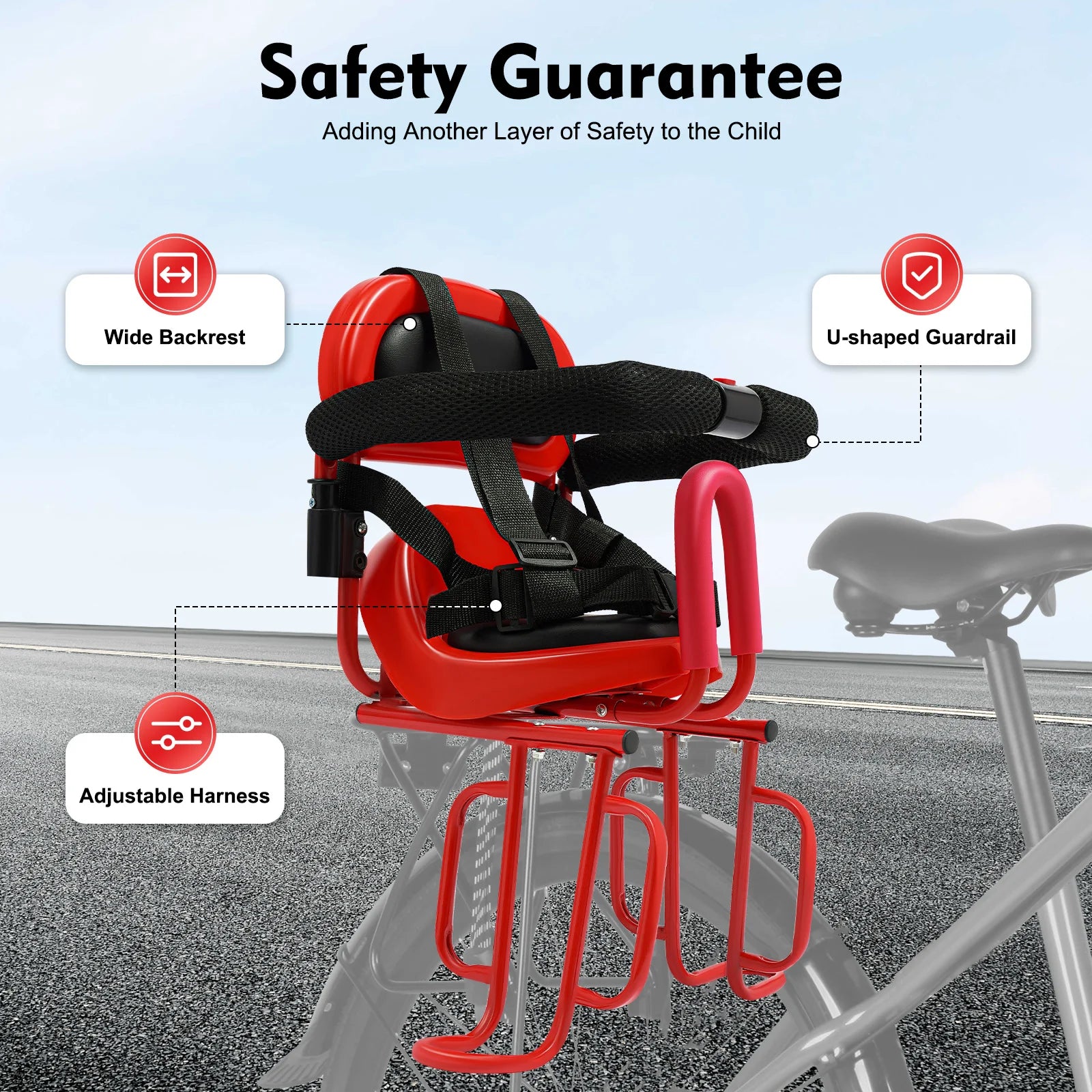 Hign-concerned Child Bike Safety Seat With Foot Pedal - Safety First Gear 25