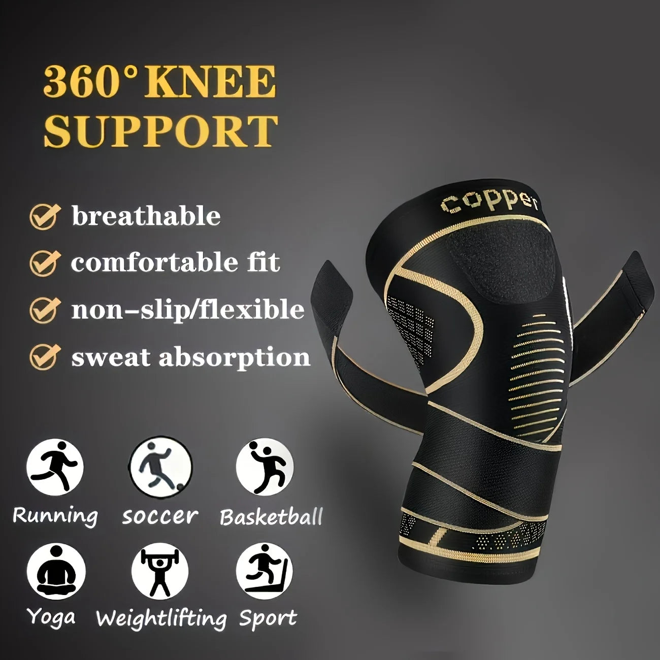 Craft Of Weaving Copper Knee Sleeves With Two Straps - Safety First Gear 25