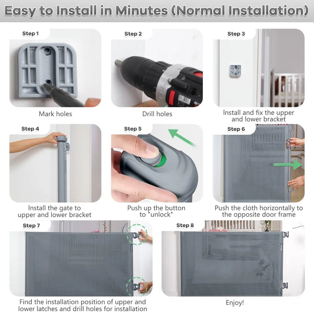 Retractable Baby Gate For Doorways And Stairs Indoor Outdoor Pet Gate