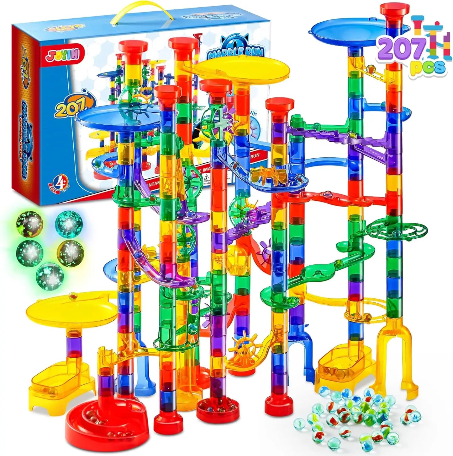 Joyfy 207 Piece Glowing Marble Run Set For Kids Toy