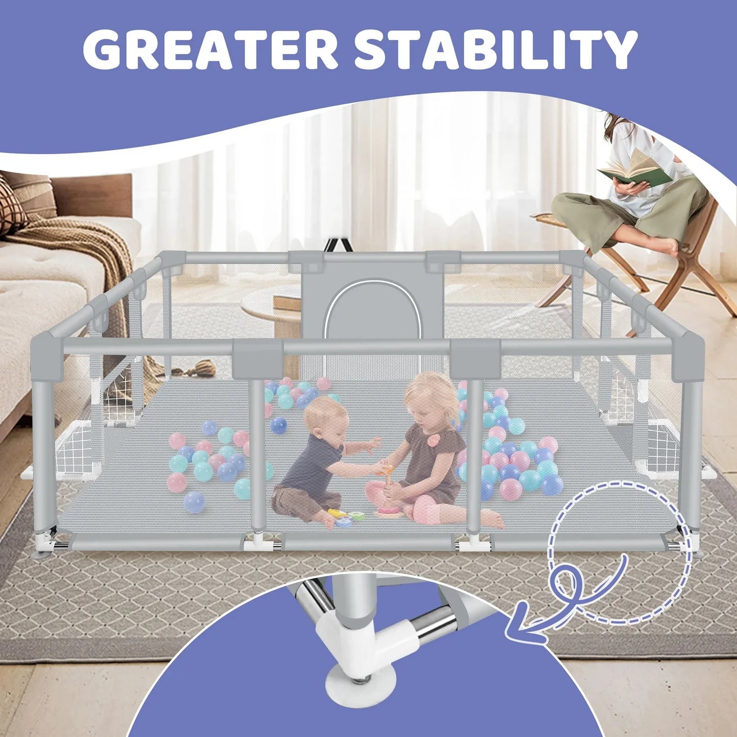 ANGDUO Baby Playpen With Soft Breathable Mesh Safety Fence - Safety First Gear 25