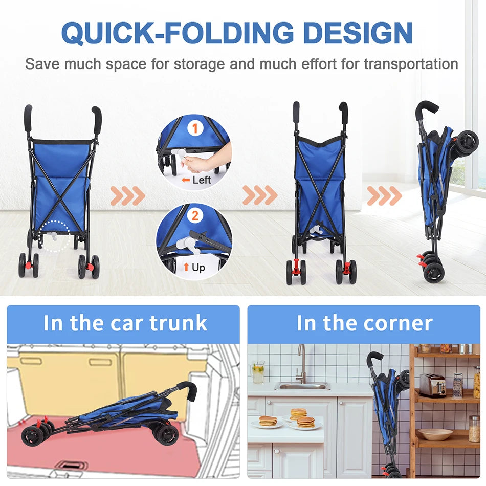 Pet Stroller for Dogs and Cats Travel Carrier with Wheels - Safety First Gear 25