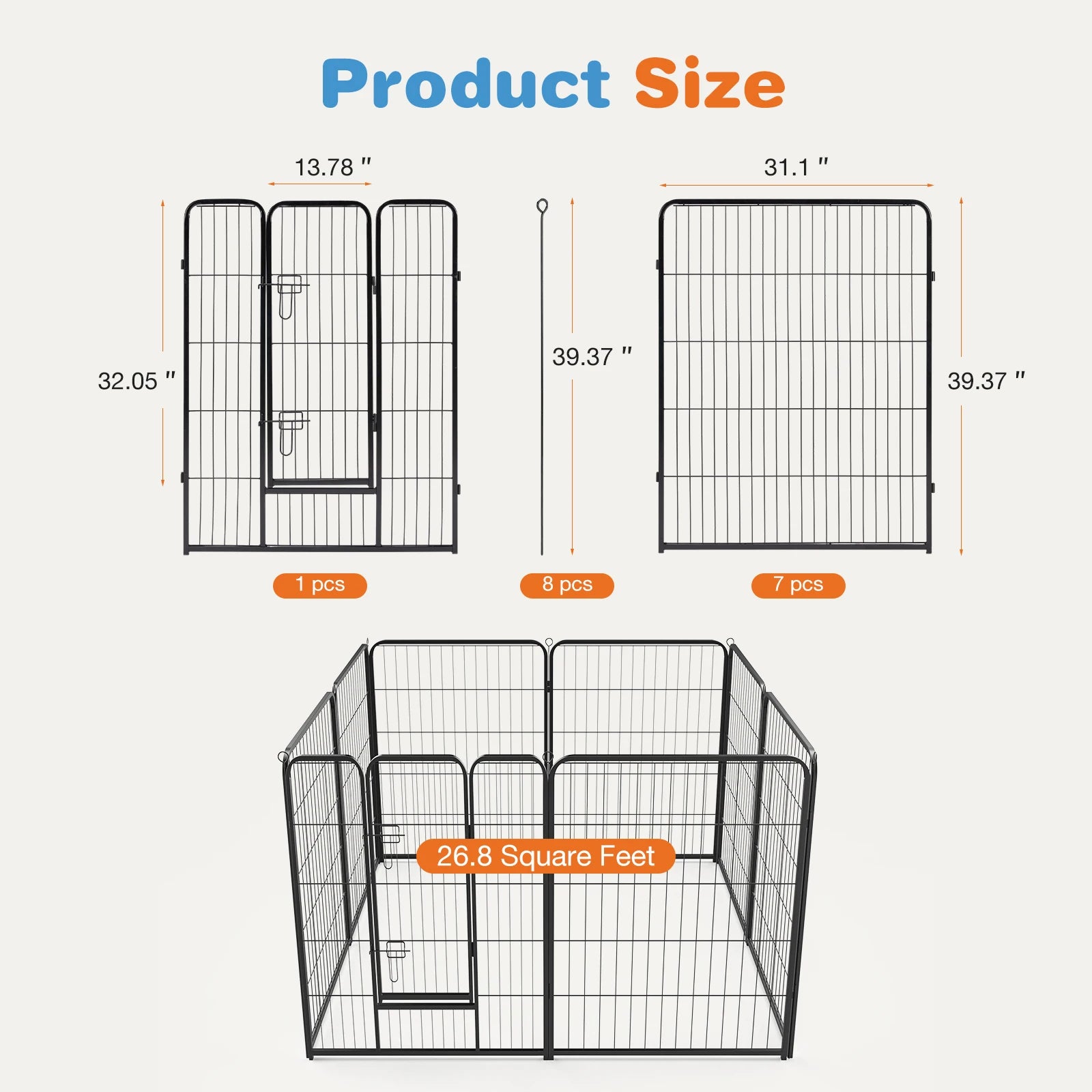 Heavy Duty Metal Dog Playpen for Indoor and Outdoor Use - Safety First Gear 25