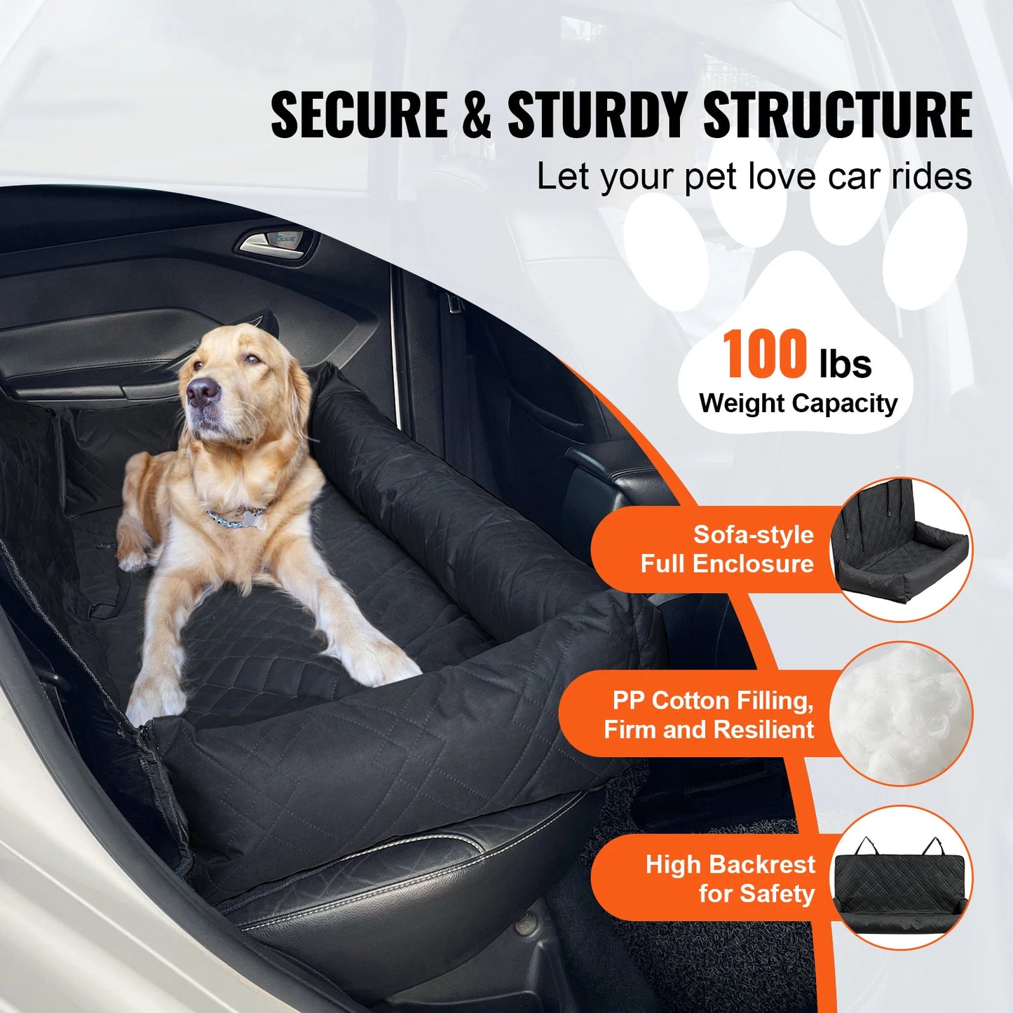 SucceBuy Waterproof Dog Car Seat Booster With Clip-On Leash