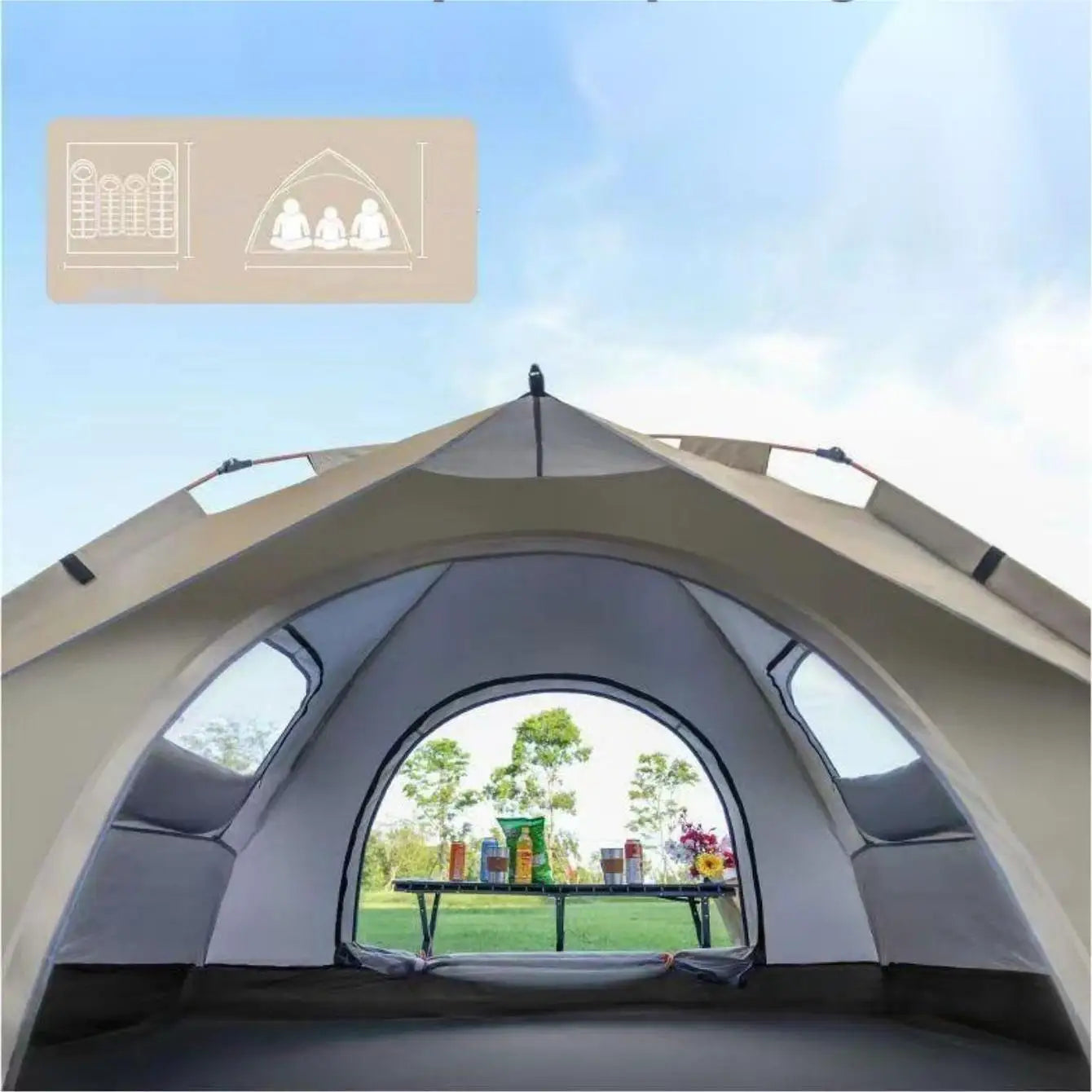 Premium Outdoor Sunshade Camping Tent with Dual Doors and Windows - Safety First Gear 25