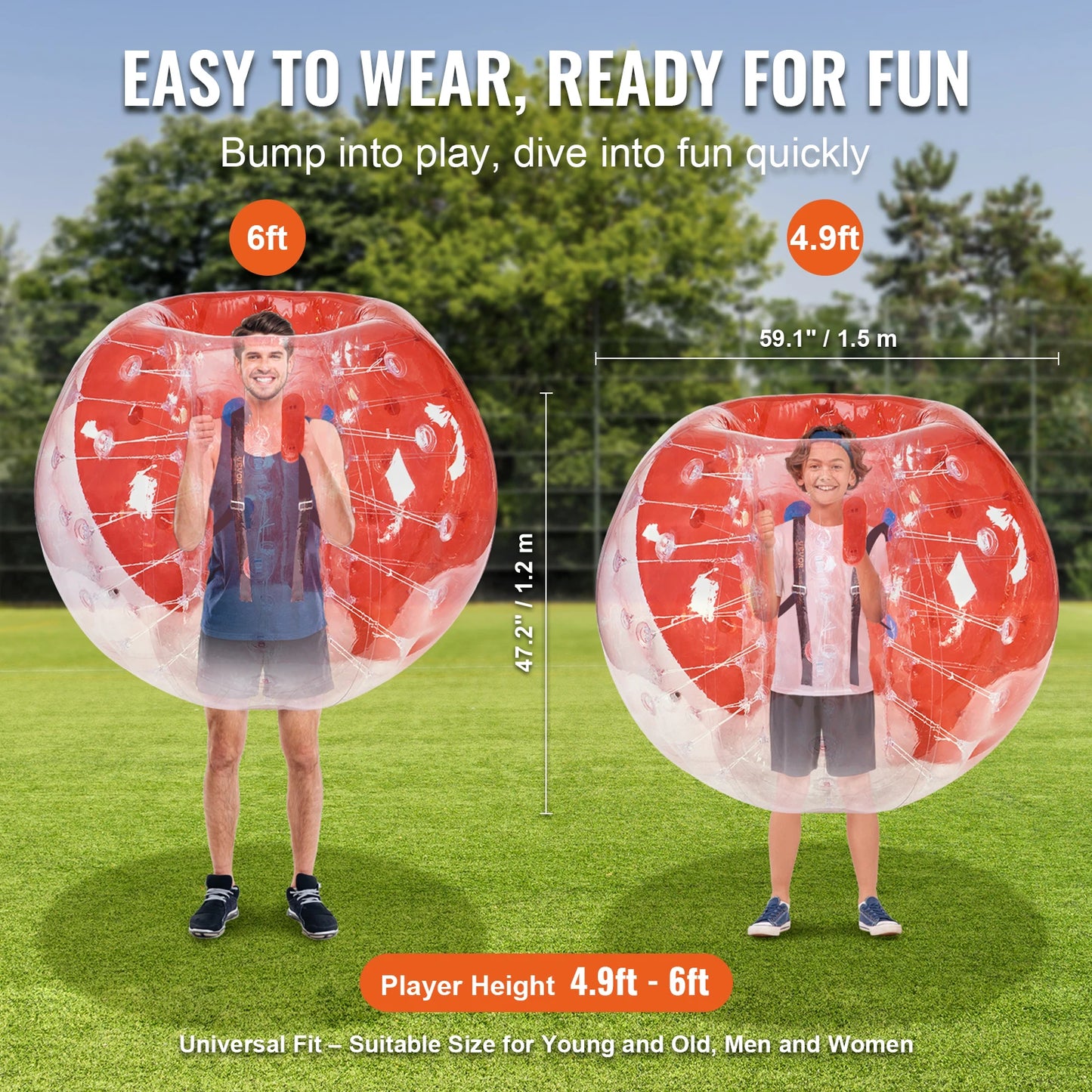 VEVOR Inflatable Bumper Ball For Fun Body Bubble Soccer - Safety First Gear 25