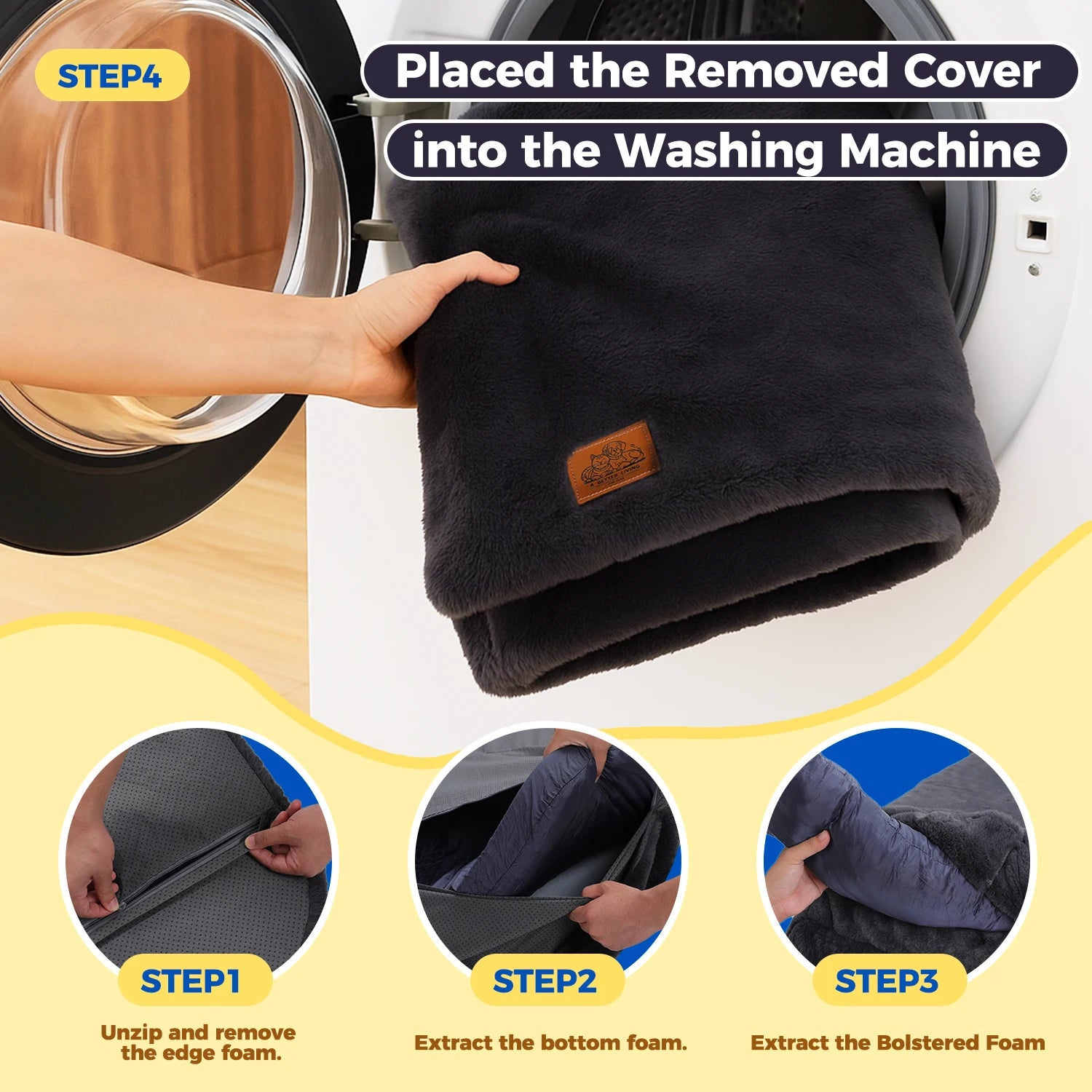 PAWZ Road Foldable Dog Bed For Large Dogs, Plush Washable Pet Sofa With Non Slip Bottom - Safety First Gear 25