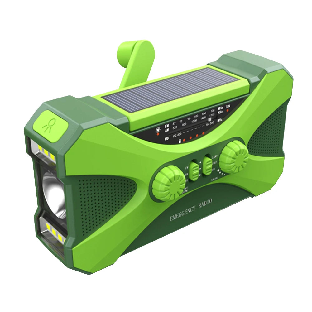 Portable 10000mAh Emergency Radio Solar Hand Crank LED Flashlight SOS Alarm - Safety First Gear 25