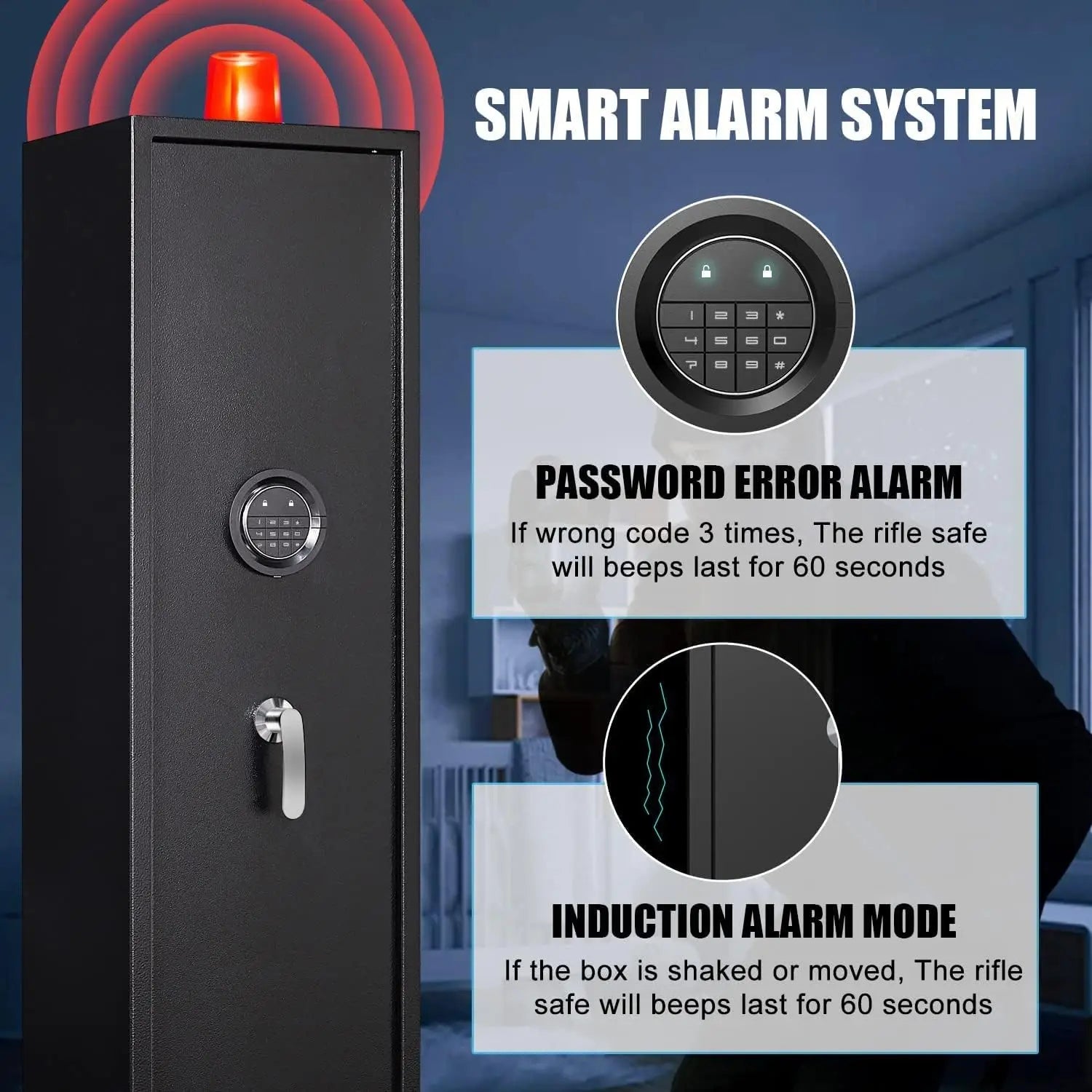 Digital Password Rifle Gun Safe Quick Access 5 Gun Cabinet - Safety First Gear 25