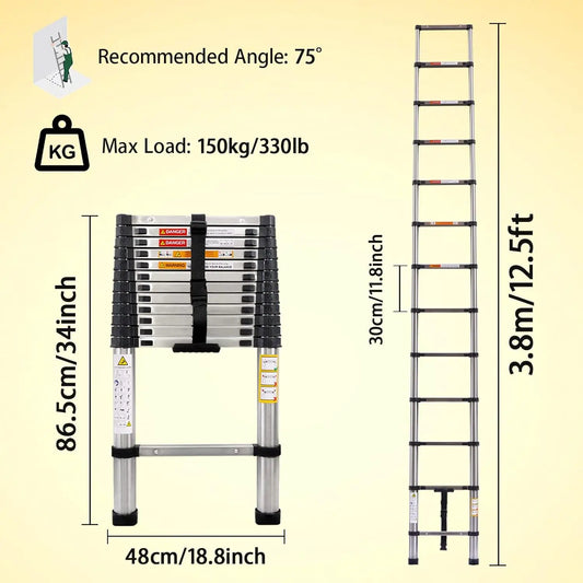 DayPlus Telescoping Stainless Steel Ladder Portable Extendable