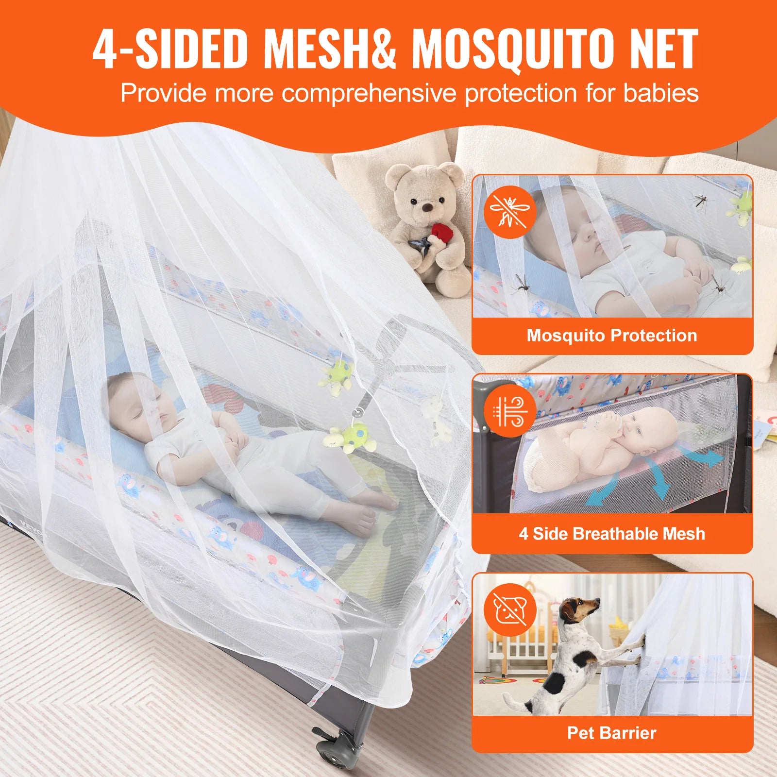 SucceBuy Baby Bassinet Bedside Sleeper With Storage Wheels - Safety First Gear 25