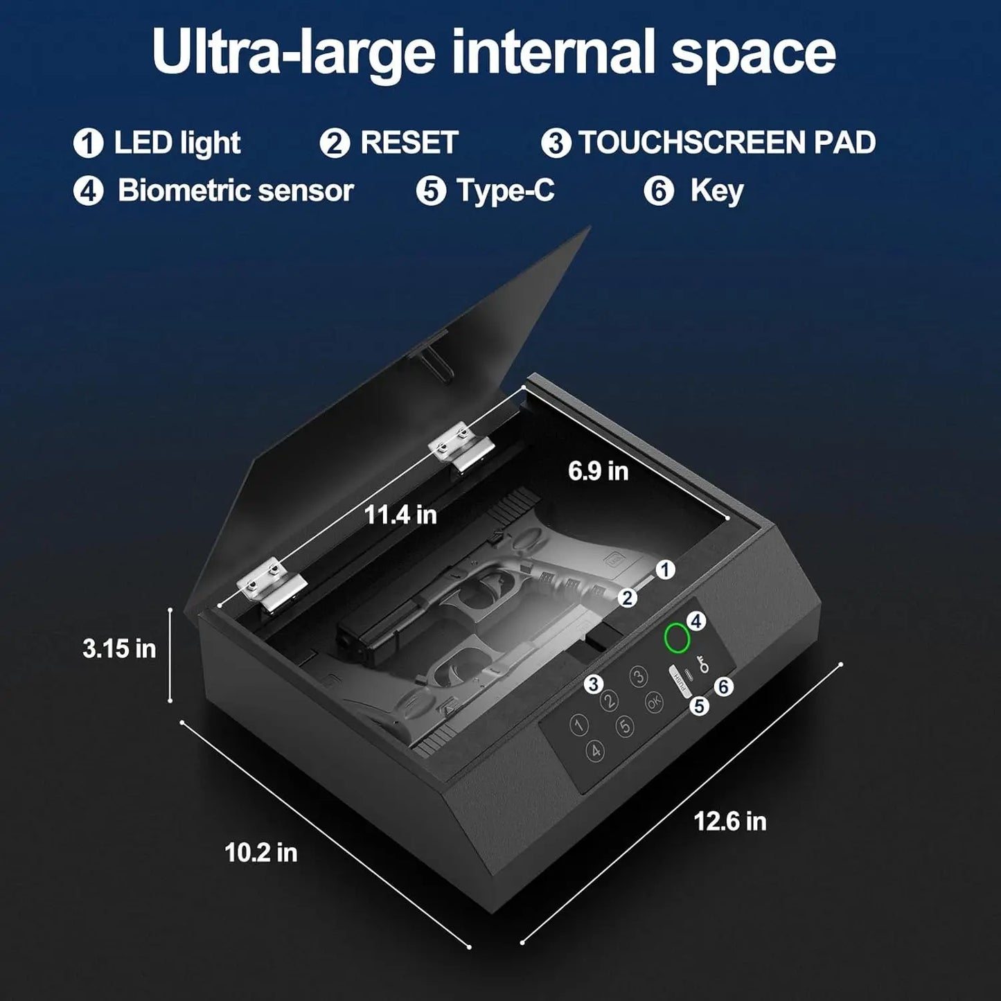 Biometric Pistol Safe With Quick Access Fingerprint Lock - Safety First Gear 25