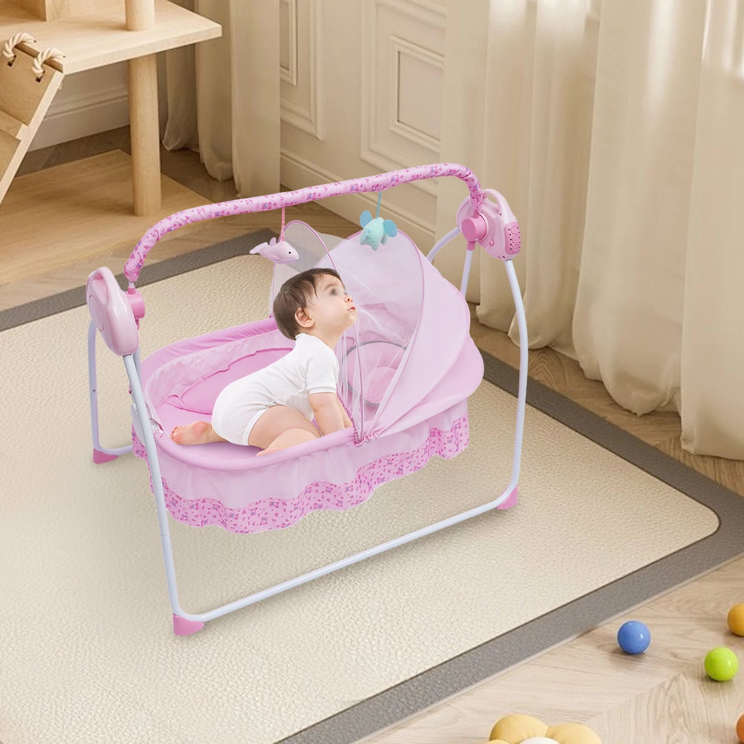 Baby Crib Cradle Infant Rocker Auto Swing Bed For Babies - Safety First Gear 25
