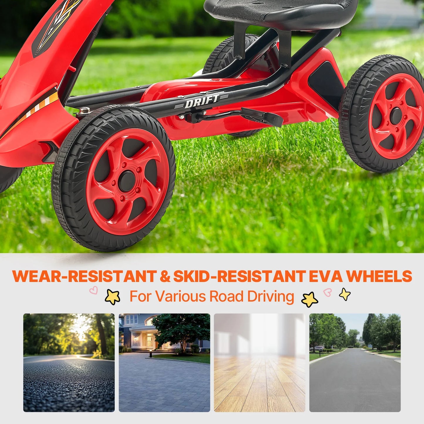 SucceBuy Kids Pedal Go Kart Four Wheel Off Road Racer