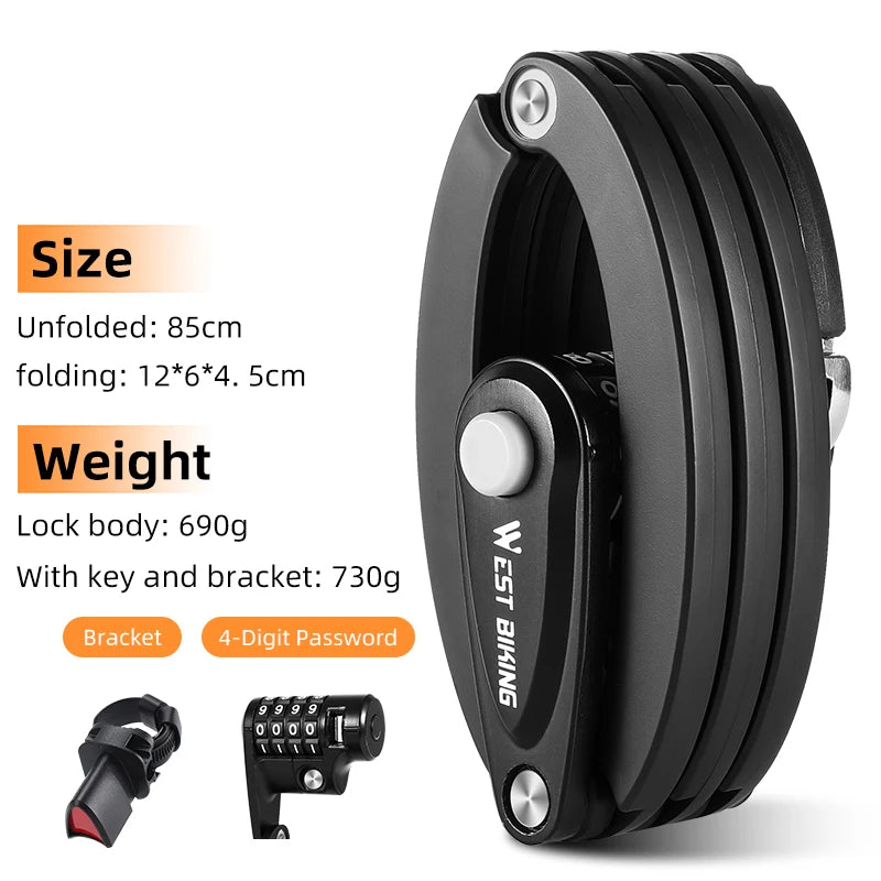 West Biking Portable Anti-Theft Folding Lock for Bicycles - Safety First Gear 25