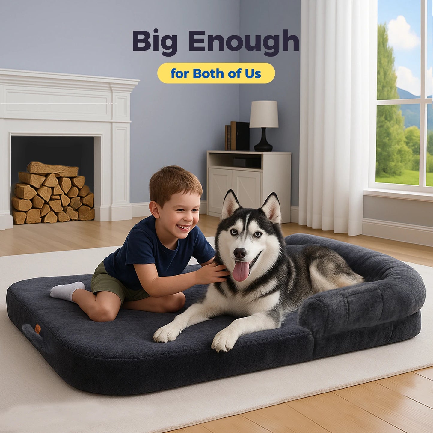 PAWZ Road Foldable Dog Bed For Large Dogs, Plush Washable Pet Sofa With Non Slip Bottom - Safety First Gear 25